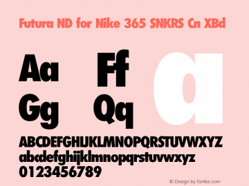 Futura ND for Nike 365 SNKRS Cn Font Family Futura ND for Nike 365