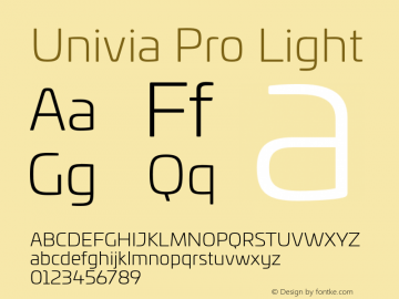 UniviaPro-Light Version 001.000 Font Sample