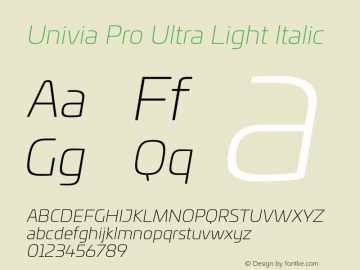 UniviaProUltraLight-Italic Version 001.000图片样张