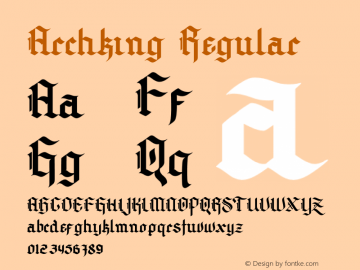 Archking Version 1.00;January 13, 2021;FontCreator 13.0.0.2683 64-bit Font Sample