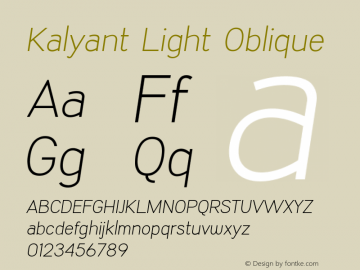 Kalyant Light Oblique 1.002 Font Sample