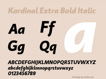 Kardinal Extra Bold Italic 2.000 Font Sample