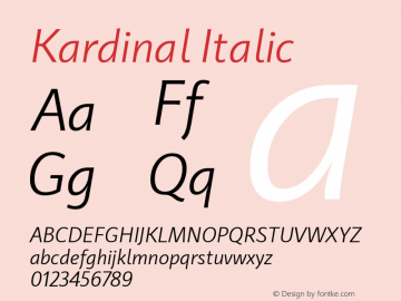Kardinal Italic 2.000 Font Sample