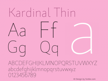 Kardinal Thin 2.000 Font Sample