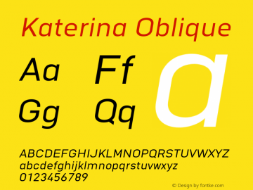 Katerina Oblique 1.000 Font Sample