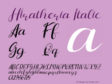 Hiratheria Italic Version 1.00;March 31, 2021;FontCreator 13.0.0.2683 64-bit Font Sample