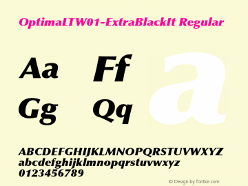 Optima LT W01 Extra Black It Version 1.00 Font Sample