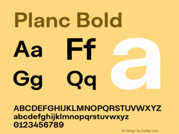 Planc Bold Version 1.000; wf-rip Font Sample