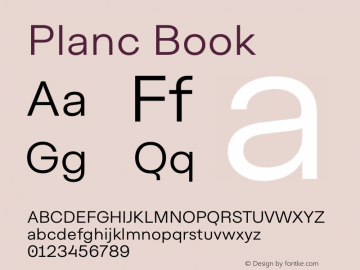 Planc Book Version 1.000; wf-rip Font Sample
