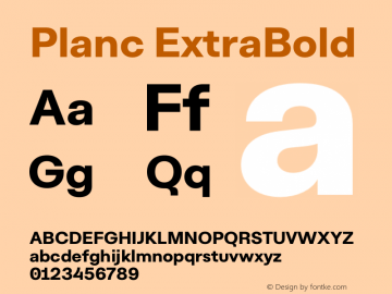 Planc ExtraBold Version 1.000; wf-rip Font Sample