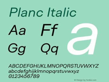 Planc Italic Version 1.000; wf-rip Font Sample