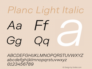 Planc Light Italic Version 1.000; wf-rip Font Sample