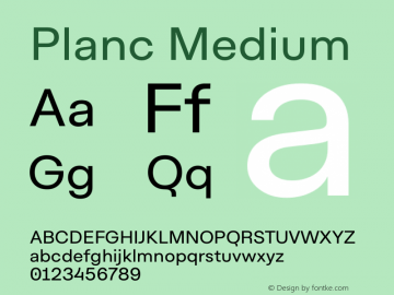 Planc Medium Version 1.000; wf-rip Font Sample