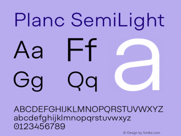 Planc SemiLight Version 1.000; wf-rip Font Sample