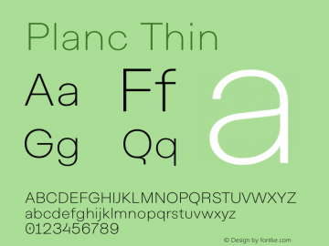 Planc Thin Version 1.000; wf-rip Font Sample