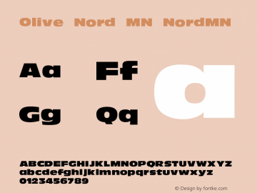 Olive Nord MN NordMN Version 001.004 Font Sample