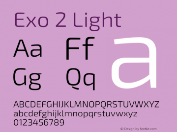 Exo 2 Light Version 2.000 Font Sample