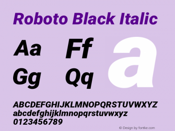 Free-Roboto Black Italic Version 2.137; 2017 Font Sample