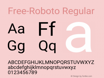 Free-Roboto Version 2.137; 2017 Font Sample