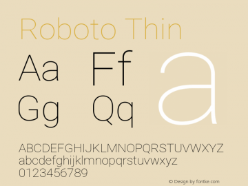Free-Roboto Thin Version 2.137; 2017 Font Sample