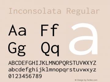 Inconsolata Regular Version 3.000; ttfautohint (v1.8.3) Font Sample