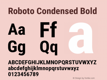 Roboto Condensed Bold Version 2.137; 2017图片样张