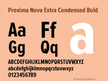Proxima Nova Extra Condensed Bold Version 2.003 Font Sample
