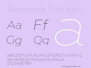 Geometria-ThinItalic Version 1.000图片样张