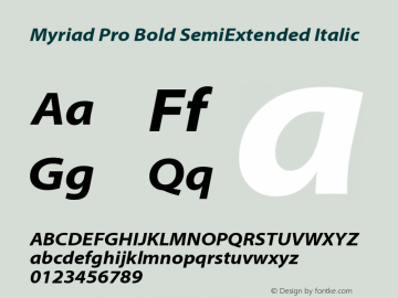 MyriadPro-BoldSemiExtIt OTF 1.006;PS 001.000;Core 1.0.23;hotunix 1.28 Font Sample