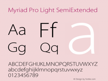 MyriadPro-LightSemiExt OTF 1.006;PS 001.000;Core 1.0.23;hotunix 1.28 Font Sample