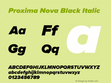 Proxima Nova Black Italic Version 2.003 Font Sample