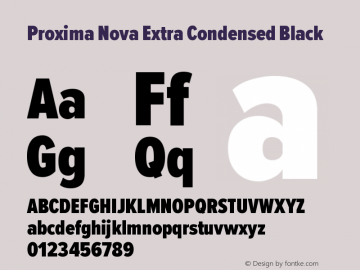 Proxima Nova Extra Condensed Black Version 2.003 Font Sample