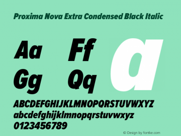 Proxima Nova Extra Condensed Black Italic Version 2.003图片样张