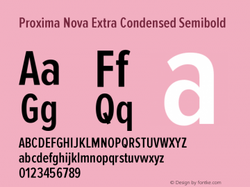 Proxima Nova Extra Condensed Semibold Version 2.003 Font Sample