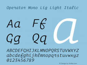 Operator Mono Lig Light Italic Version 1.200 Font Sample