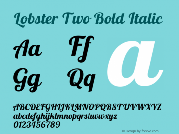 Lobster Two Bold Italic Version 1.006 Font Sample