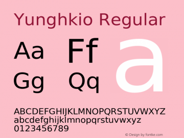 Yunghkio Version 1.1.2 January 25, 2011 Font Sample