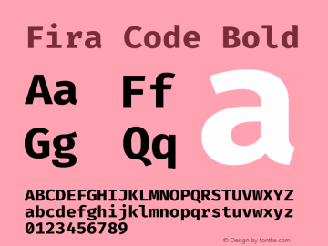 Fira Code Bold Version 5.002 Font Sample
