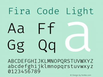 Fira Code Light Version 5.002 Font Sample