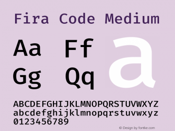 Fira Code Medium Version 5.002 Font Sample
