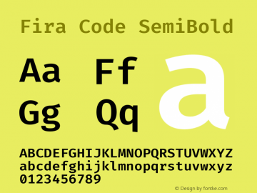 Fira Code SemiBold Version 5.002 Font Sample