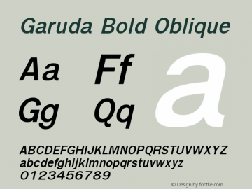 Garuda Bold Oblique Version 004.000图片样张
