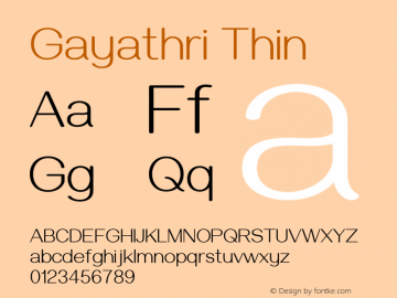 Gayathri Thin Version 1.000 Font Sample