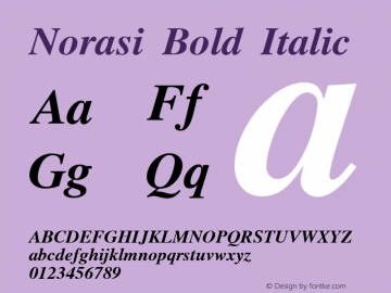 Norasi Bold Italic Version 006.000 Font Sample