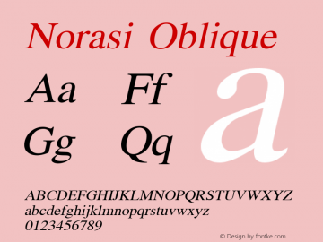 Norasi Oblique Version 006.000 Font Sample