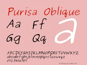 Purisa Oblique Version 004.001 Font Sample