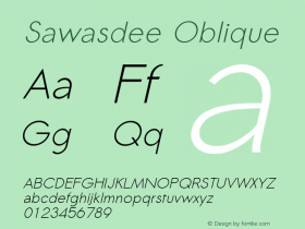 Sawasdee Oblique Version 003.001 Font Sample