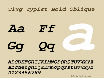 Tlwg Typist Bold Oblique Version 003.001 Font Sample