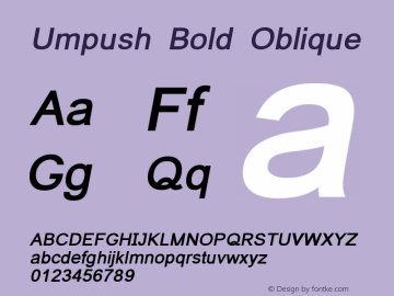 Umpush Bold Oblique Version 001.001 Font Sample