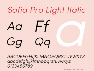 SofiaPro-LightItalic Version 2.000 Font Sample